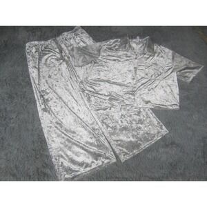 Stars Above Pajama Set Womens XL Silver Crushed Velvet Lounge Sleepwear 2 Piece